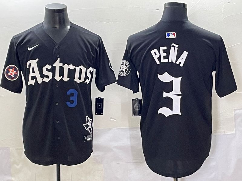 Men 2025 Houston Astros #3 Pena Black Five generations Joint Name Nike MLB Jersey style 11